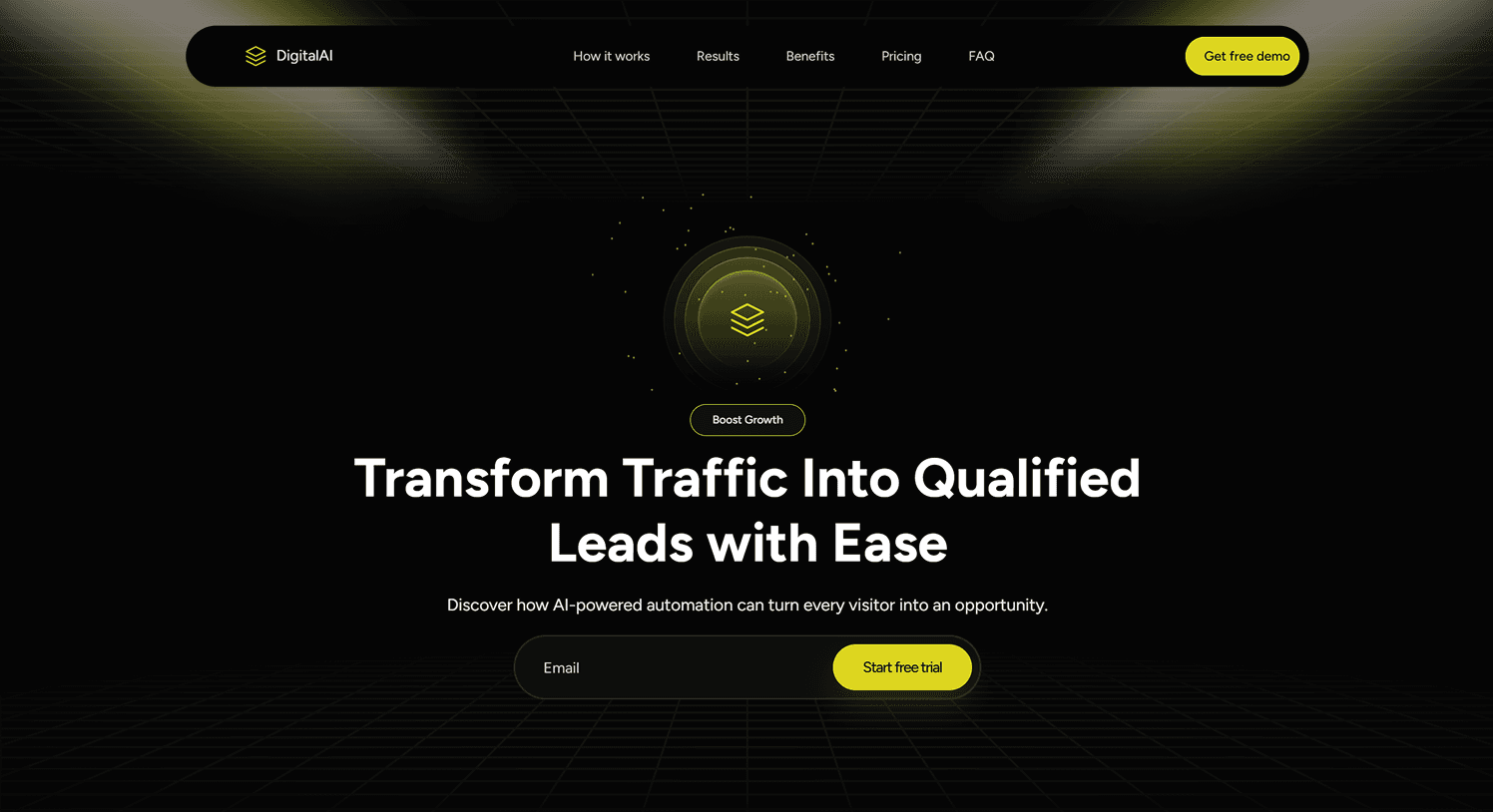 DigitalAI hero — transform traffic into qualified leads
