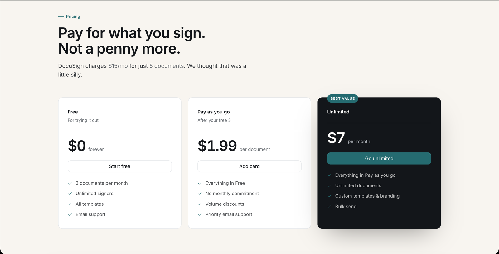 Pricing — free, pay-as-you-go and unlimited plans