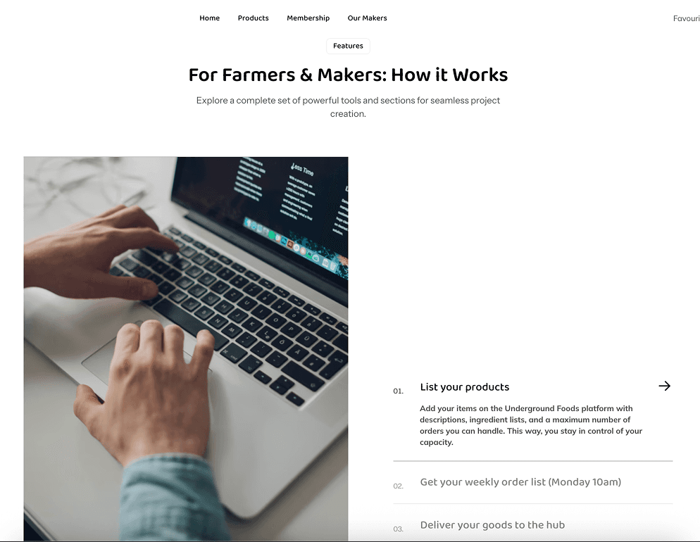 For Farmers & Makers: how it works section